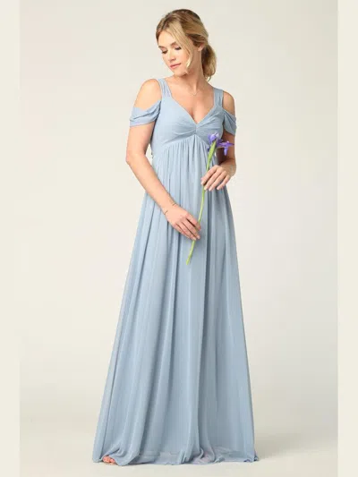 Eva Fashion Long Off Shoulder Bridesmaids Dress In Blue