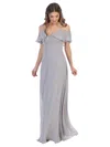 Eva Fashion Long Off Shoulder Formal Bridesmaids Dress In Silver