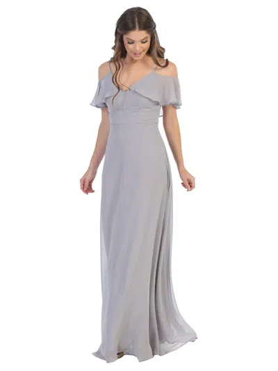 Eva Fashion Long Off Shoulder Formal Bridesmaids Dress In Silver
