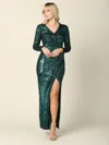 Eva Fashion Long Sleeve Formal Evening Dress In Green