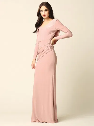 Eva Fashion Long Sleeve Mother Of The Bride Formal Dress In Pink