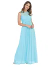 Eva Fashion Long Sleeveless Empire Waist Bridesmaids Dress In Blue