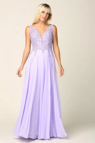 Eva Fashion Long Sleeveless Formal Evening Dress In Purple