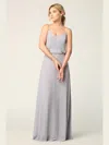 Eva Fashion Long Spaghetti Strap Blouson Bridesmaids Dress In Gray