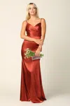 Eva Fashion Long Spaghetti Strap Formal Dress Bridesmaids In Brown