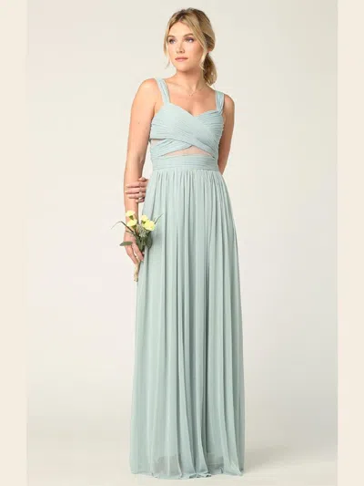 Eva Fashion Mesh Sleeveless Long Bridesmaids Dress In Green