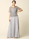 Eva Fashion Mother Of The Bride Beaded Long Formal Chiffon Gown In White