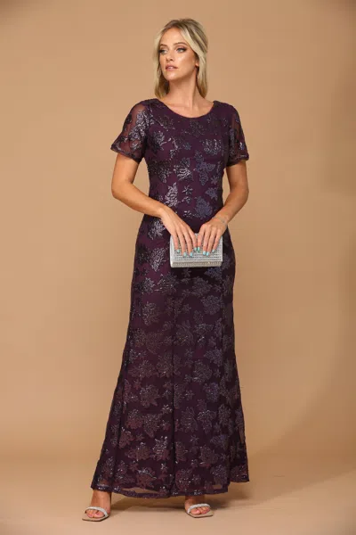 Eva Fashion Mother Of The Bride Long Formal Evening Dress In Purple