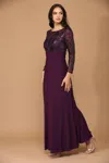 Eva Fashion Mother Of The Bride Long Formal Evening Lace Dress In Purple
