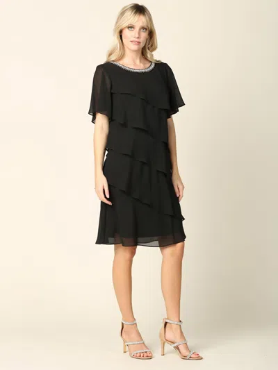 Eva Fashion Mother Of The Bride Short Cocktail Dress In Black