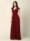 Eva Fashion Mother Of The Bride V Neck Long Formal  Dress In Burgundy