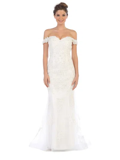 Eva Fashion Bridal Gown Long Off Shoulder Wedding Dress In White