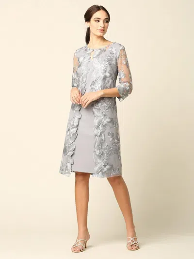 Eva Fashion Short Mother Of The Bride Chiffon Dress In Gray