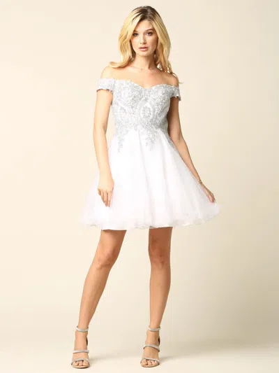 Eva Fashion Short Prom Off Shoulder Homecoming Cocktail Dress In White