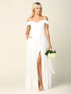 Eva Fashion Simple Wedding Dress Long Off Shoulder Bridal Gown In White