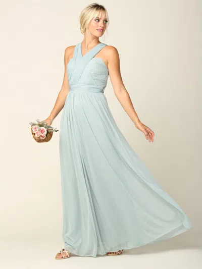 Eva Fashion Sleeveless Convertible Long Bridesmaids Dress In Blue