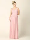 Eva Fashion Sleeveless Long Bridesmaids Pleated Dress In Pink