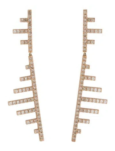 Pre-owned Eva Fehren 18k 1.48ctw Diamond Axis Drop Earrings In Multi