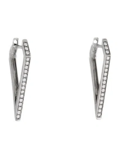 Pre-owned Eva Fehren 18k Diamond Dagger Hoop Earrings In Multi