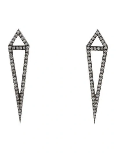 Pre-owned Eva Fehren 18k Diamond Dagger Stud Earrings In Multi