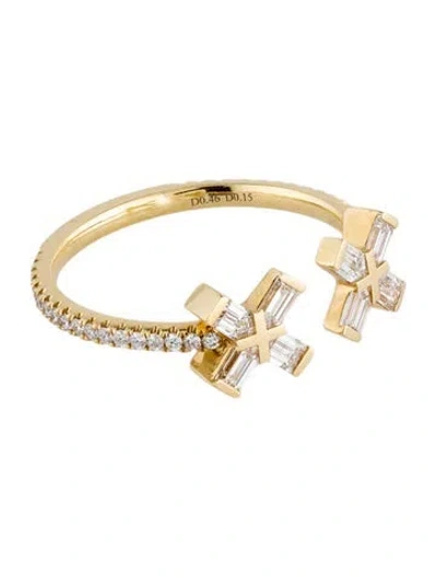 Pre-owned Eva Fehren 18k Diamond Exploding Double X Band In Multi