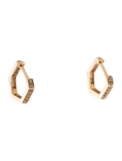 Pre-owned Eva Fehren 18k Diamond Hexagon Huggies In Multi