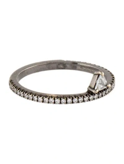 Pre-owned Eva Fehren 18k Diamond Offset Cocktail Ring In Multi