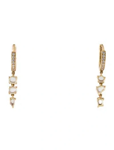 Pre-owned Eva Fehren 18k Diamond Portrait Cut Drop Earrings In Multi