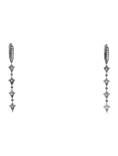 Pre-owned Eva Fehren 18k Diamond Prism Iv Hoop Drop Earrings In Multi