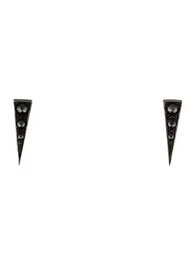 Pre-owned Eva Fehren 18k Diamond Saber Stud Earrings In Multi