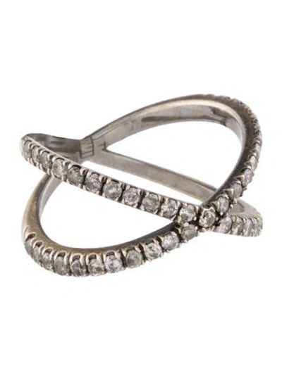Pre-owned Eva Fehren 18k Diamond Shorty X Ring In Multi