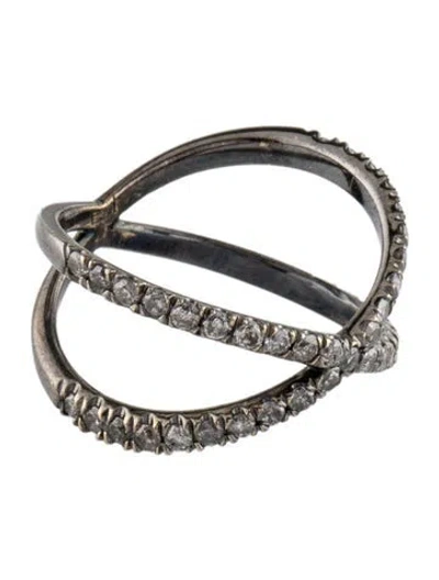 Pre-owned Eva Fehren 18k Diamond Shorty X Ring In Multi