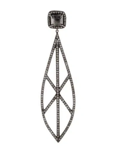 Pre-owned Eva Fehren 18k Diamond Single Drop Earrings In Transparent