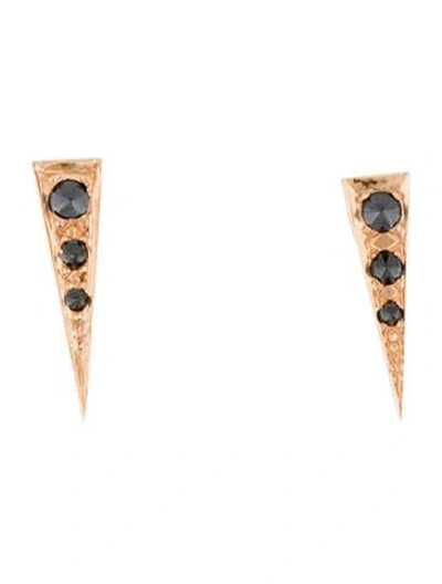 Pre-owned Eva Fehren 18k Diamond Triangle Stud Earrings In Multi