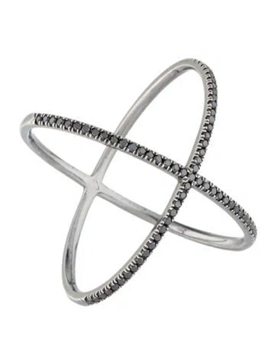 Pre-owned Eva Fehren 18k Diamond X Band Ring In Multi
