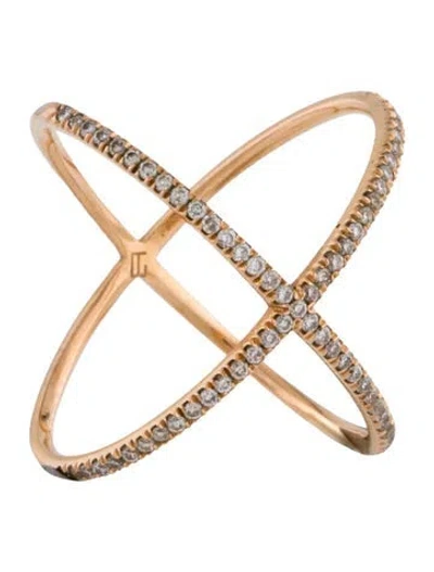 Pre-owned Eva Fehren 18k Diamond X Ring In Multi