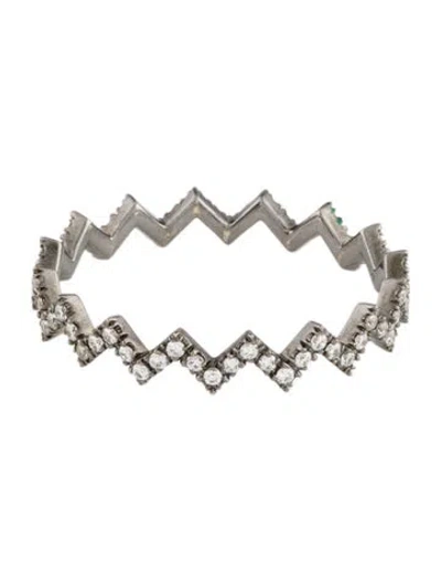 Pre-owned Eva Fehren 18k Diamond Ziggy Eternity Band Ring In Multi