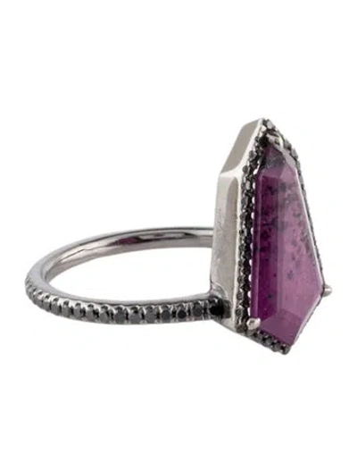 Pre-owned Eva Fehren 18k Ruby & Diamond Ezzat Cocktail Ring In Multi