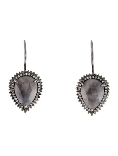 Pre-owned Eva Fehren 18k Sapphire & Diamond Drop Earrings In Multi