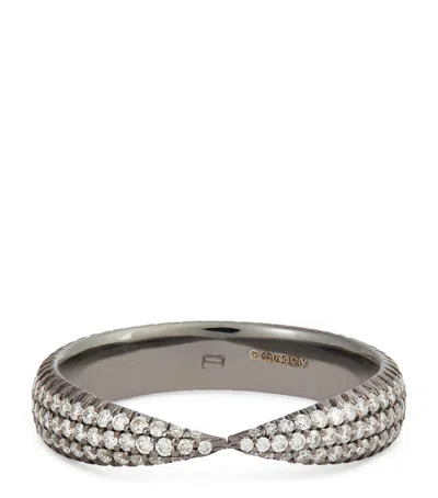 Eva Fehren Blackened White Gold And Diamond Kissing Claw Ring