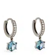 Eva Fehren Blackened White Gold, Diamond And Sapphire Offset Hoop Earrings In White