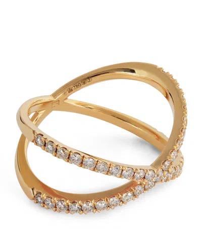 Eva Fehren Yellow Gold And Diamond X Shorty Ring