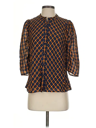 Pre-owned Eva Franco 3/4 Sleeve Blouse In Brown
