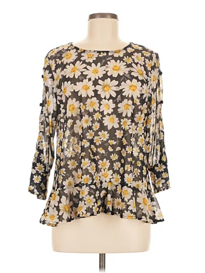 Pre-owned Eva Franco 3/4 Sleeve Blouse In Gold