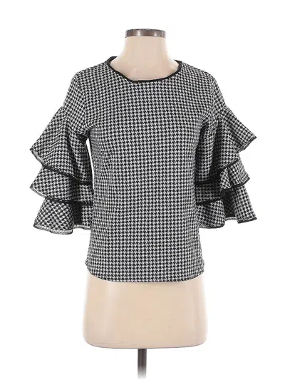 Pre-owned Eva Franco 3/4 Sleeve Blouse In Gray