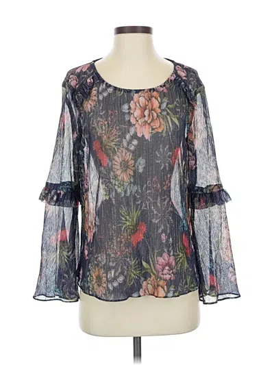 Pre-owned Eva Franco 3/4 Sleeve Blouse In Gray