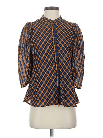 Pre-owned Eva Franco 3/4 Sleeve Blouse In Orange