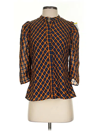 Pre-owned Eva Franco 3/4 Sleeve Blouse In Orange