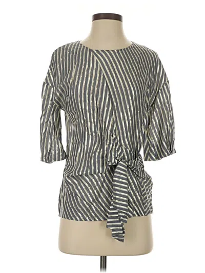 Pre-owned Eva Franco 3/4 Sleeve Top Gray Square Neckline Tops