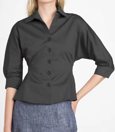 Eva Franco Albright Shirt Top In Black In Gray